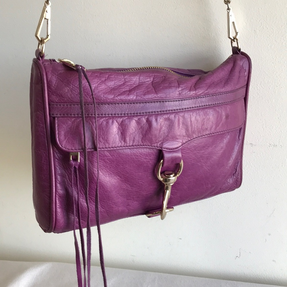 Rebecca Minkoff MAC bag in fuscia pink leather Large size MAC crossbody gold cha